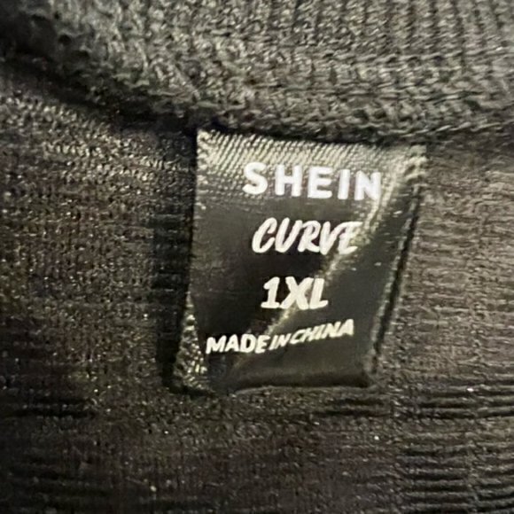 🛍️2 for $25 Sale🛍️ Black Waffle Square Crew Neck Sweatshirt 1X Cozy - Picture 12 of 14